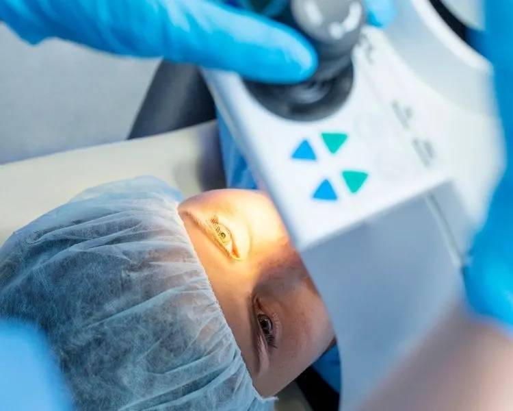 Refractive lens exchange examination of a man